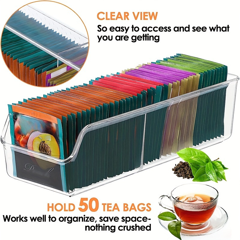 Coffee Tea Drawer Organizer - Caja organizadora transparente para bolsitas de