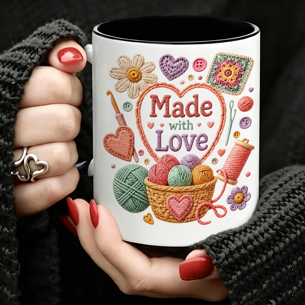 Coffee Tea Love - Taza de cerámica hecha a mano