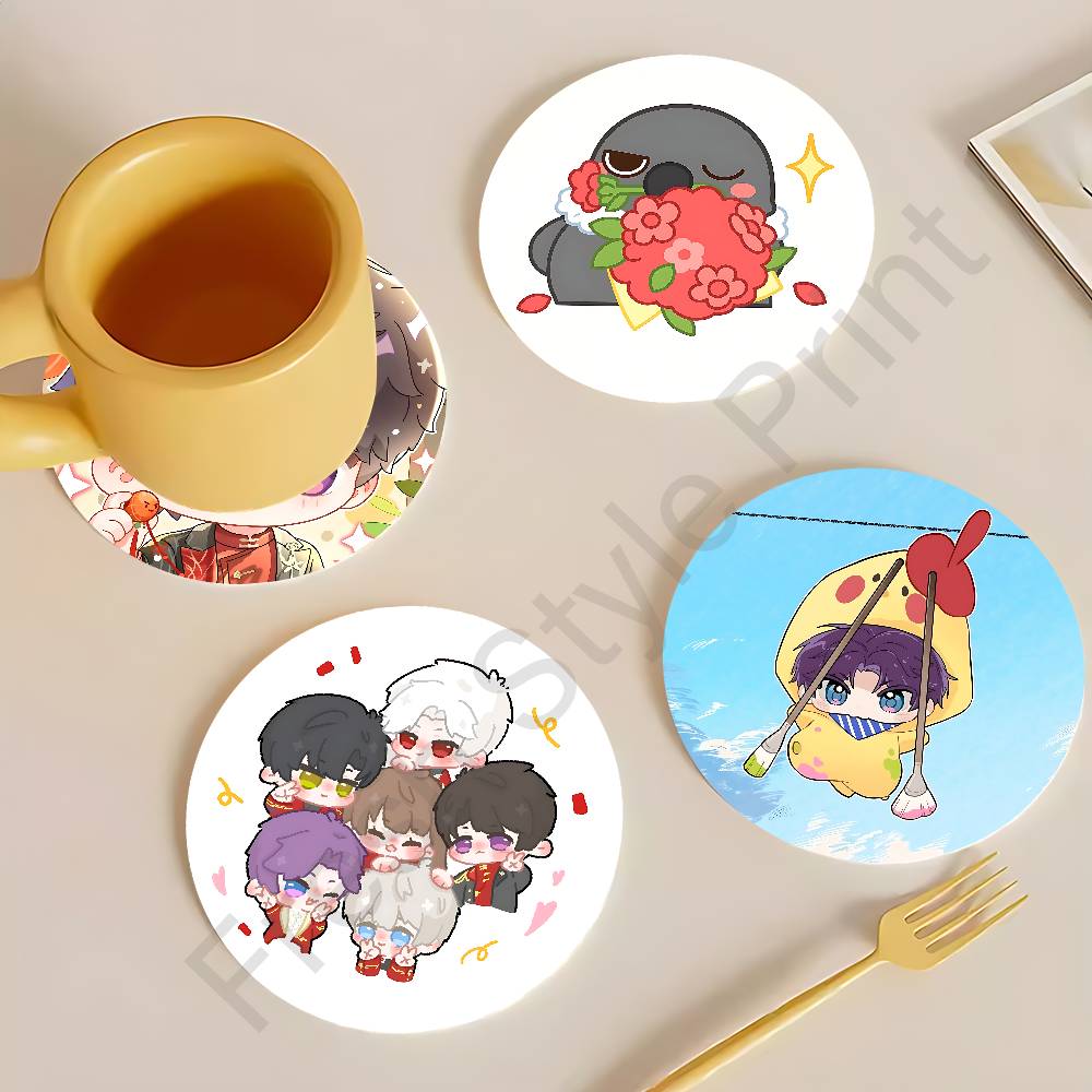 Coffee Tea Love - Posavasos redondos de madera Chibi L-Love