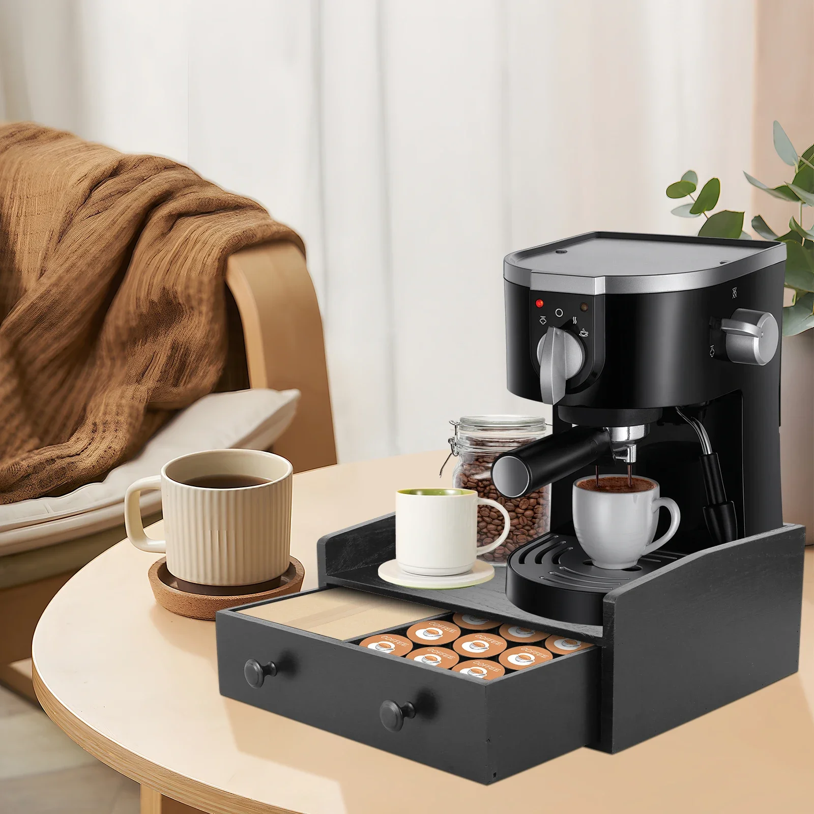 Cajón base para máquina de caf - Coffee Tea Drawer Organizer reseña y precio