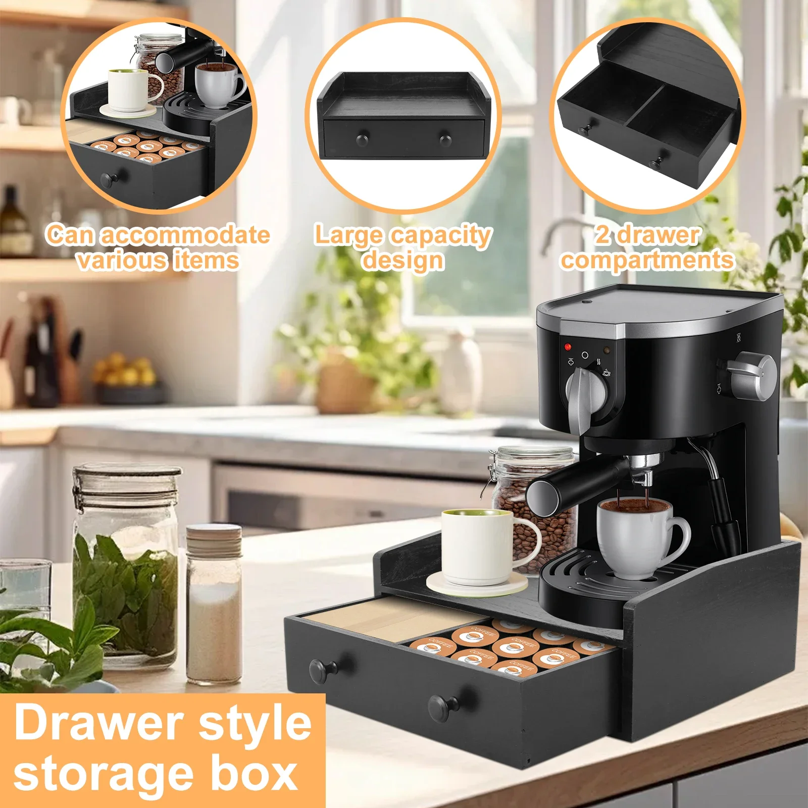 Cajón base para máquina de caf - Coffee Tea Drawer Organizer reseña y precio